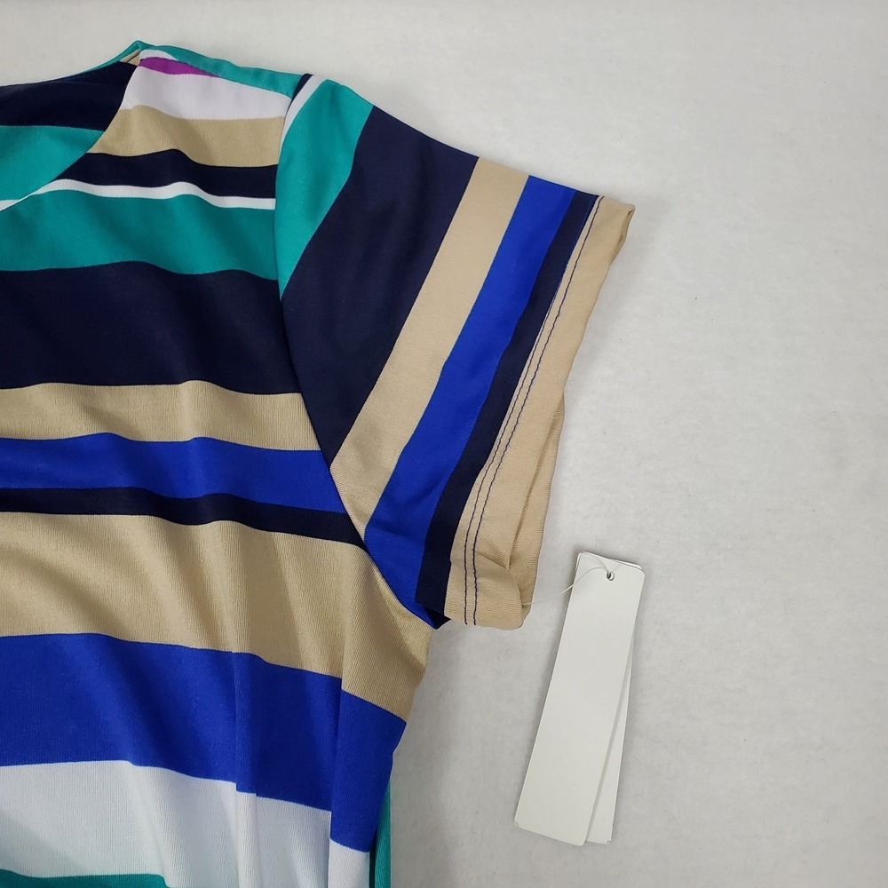 Shelby & Palmer Womens 1X Striped Side Tie Sheath Dress Blue Purple Teal NWT - Picture 11 of 13